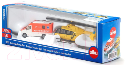 Набор игрушечных автомобилей Siku Набор скорая помощь: машина и вертолет / 1850