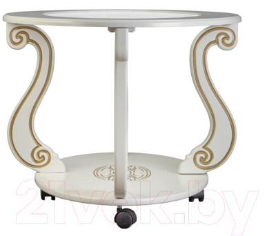 Журнальный столик Мебелик Овация С на колесах (слоновая кость/золото)