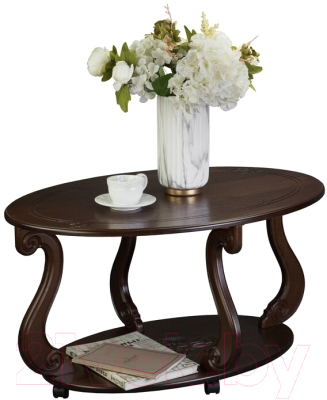 Журнальный столик Мебелик Овация М на колесах (темно-коричневый)
