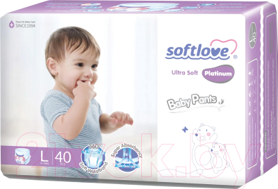 Подгузники-трусики детские Softlove Platinum L40 9-14кг / SX03L40-6 (40шт)