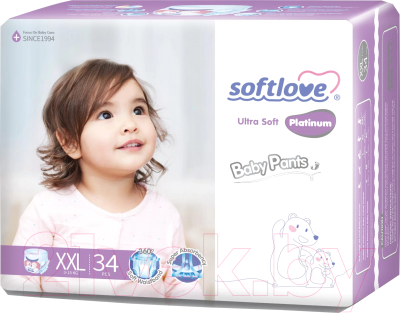 Подгузники-трусики детские Softlove Platinum XXL34 15+кг / SX03XXL34-6 (34шт)