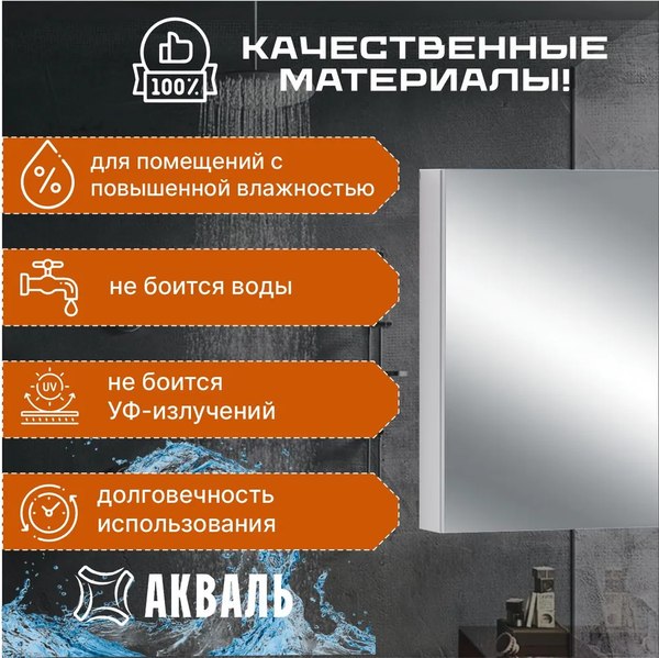 Купить Шкаф с зеркалом для ванной Акваль Карина / ЕК.04.05.12.N в Молодечно