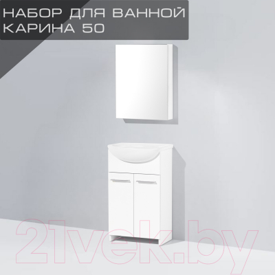 Шкаф с зеркалом для ванной Акваль Карина / ЕК.04.05.00.N