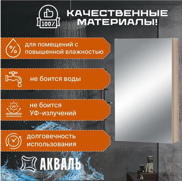 Купить Шкаф с зеркалом для ванной Акваль Карина / ЕК.04.04.10.N в Молодечно