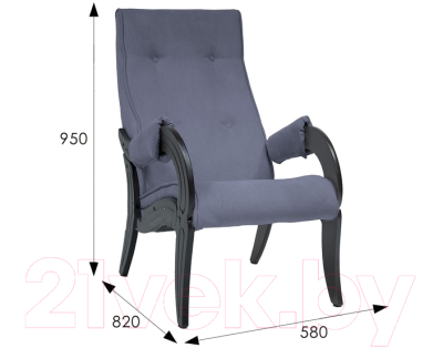 Кресло мягкое Мебелик Лорд Модель 701 (Верона Дэним Блу/венге)