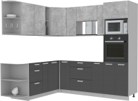 Готовая кухня Интерлиния Мила Лайт 1.88x2.4 левая без столешницы (бетон/антрацит) - 