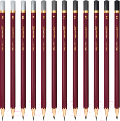Набор простых карандашей Brauberg Art Premiere / 181895 (12шт)