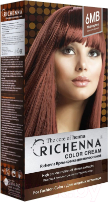 Крем-краска для волос Richenna С хной 6MB (Mahogany)