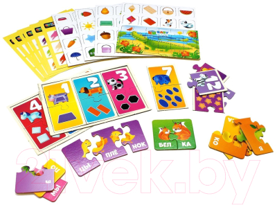 Развивающая игра Origami Baby Games 3 в 1 IQ лото, слоги, циферки / 06503