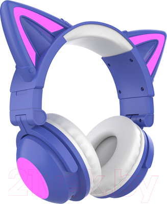 Беспроводные наушники Qumo Party Cat mini BT 0050 (фиолетовый/голубой)