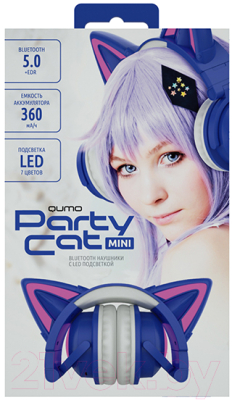 Беспроводные наушники Qumo Party Cat mini BT 0050 (фиолетовый/голубой)