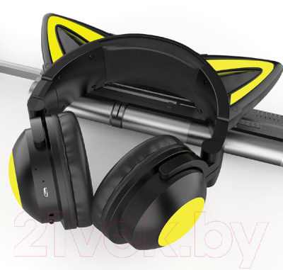 Беспроводные наушники Qumo Party Cat mini BT 0052 (черный/желтый)