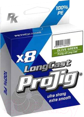 Леска плетеная Петроканат ProJig X8 Long Cast 0.12мм 9.0кг (100м, хаки)