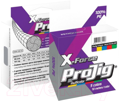 Леска плетеная Петроканат ProJig X-Force Multicolor 0.10мм 6.0кг (100м)