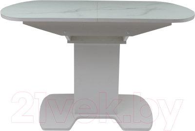 Обеденный стол Аврора Корсика стекло 120-151.5x80 (мрамор белый 2/белый матовый)