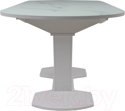 Обеденный стол Аврора Корсика стекло 120-151.5x80 (мрамор белый 2/белый матовый)