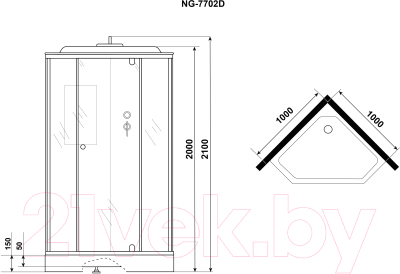 Душевая кабина Niagara NG-7702DM 100x100x210 (прозрачное стекло)