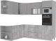Кухонный гарнитур Интерлиния Мила Лайт 1.88x2.4 левая без столешницы (серебристый/бетон) - 