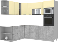 Кухонный гарнитур Интерлиния Мила Лайт 1.88x2.4 левая без столешницы (ваниль/бетон) - 