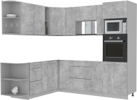 Готовая кухня Интерлиния Мила Лайт 1.88x2.4 левая без столешницы (бетон/бетон) - 