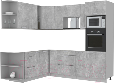 Готовая кухня Интерлиния Мила Лайт 1.88x2.4 левая без столешницы (бетон/бетон)