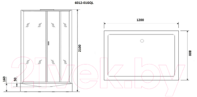 Душевая кабина Niagara NG-6012-01GQL 120x80x210 (прозрачное стекло)