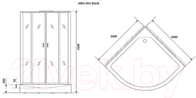 Душевая кабина Niagara NG-6902-01G 100x100x210 (черный, тонированное стекло)