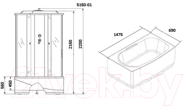 Душевая кабина Niagara NG-5150-01 150x70x220 (прозрачное стекло)