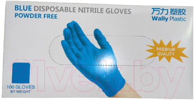 Перчатки одноразовые Wally Plastic Нитриловые (M, 100шт, голубой)