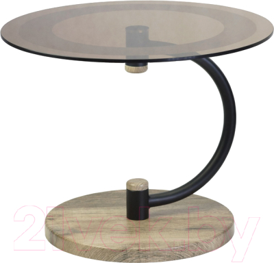 Журнальный столик Мебелик Дуэт 13Н (черный/дуб крымский состаренный/тонированное стекло)