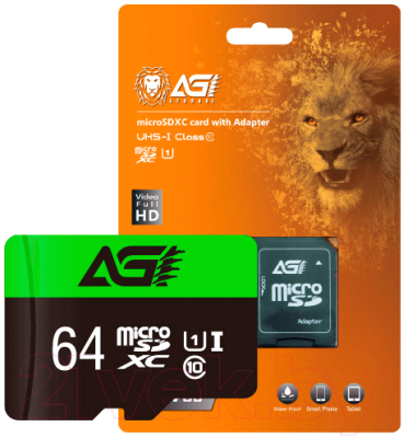 Карта памяти AGI MicroSD TF138 64GB (AGI064GU1TF138)