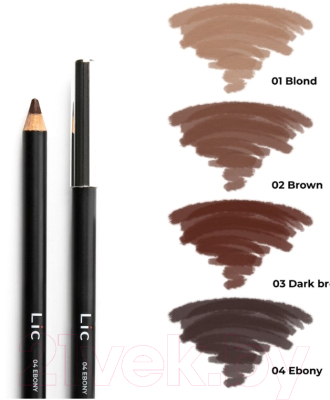 Карандаш для бровей Lic Eyebrow Pencil пудровый 02 Brown