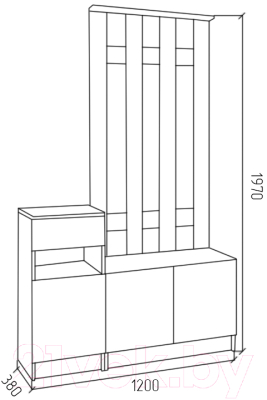 Секция в прихожую МДК СПР1 1970x1200x380 (дуб млечный)