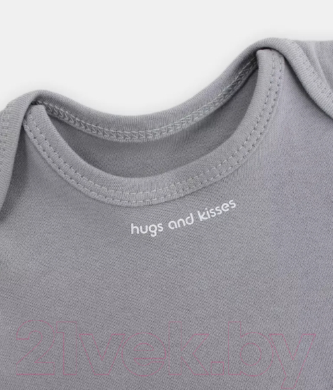 Набор боди для малышей Rant Hugs And Kisses / 62-74 (2шт, Arctic Grey, р.74) — фото 2