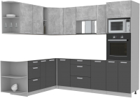 Кухонный гарнитур Интерлиния Мила Лайт 1.88x2.6 левая без столешницы (бетон/антрацит) - 