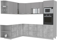 Кухонный гарнитур Интерлиния Мила Лайт 1.88x2.6 левая без столешницы (серебристый/бетон) - 