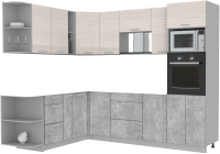 Кухонный гарнитур Интерлиния Мила Лайт 1.88x2.6 левая без столешницы (вудлайн кремовый/бетон) - 
