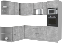 Кухонный гарнитур Интерлиния Мила Лайт 1.88x2.6 левая без столешницы (бетон/бетон) - 