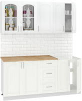 Кухонный гарнитур Кортекс-мебель Корнелия Ретро 1.8 (ясень белый/дуб бунратти) - 