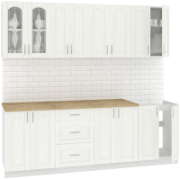 Кухонный гарнитур Кортекс-мебель Корнелия Ретро 2.3 (ясень белый/дуб бунратти) - 
