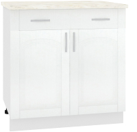 Шкаф-стол кухонный Кортекс-мебель Корнелия Ретро НШ80р1ш (ясень белый/дуб бунратти) - 