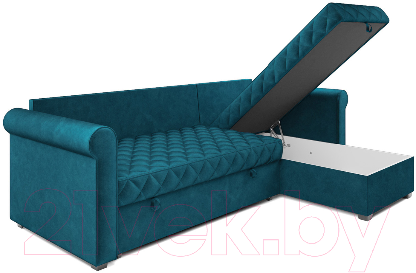 Диван угловой Mebel-Ars Берлин (бархат сине-зеленый/star velvet 43 black green) — фото 6