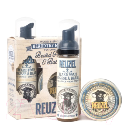 Набор для ухода за бородой и усами Reuzel Wood & Spice Beard Try Me Kit Бальзам+Пена