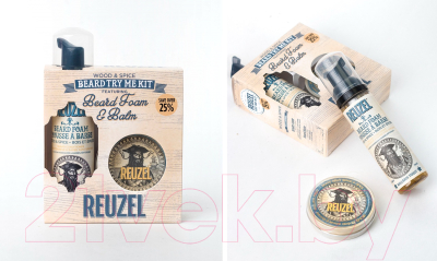 Набор для ухода за бородой и усами Reuzel Wood & Spice Beard Try Me Kit Бальзам+Пена