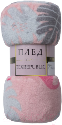Плед TexRepublic Absolute Фламинго Фланель 140x200 / 37358 (розовый/серый)