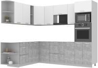 Кухонный гарнитур Интерлиния Мила Лайт 1.88x2.6 левая без столешницы (белый платинум/бетон) - 