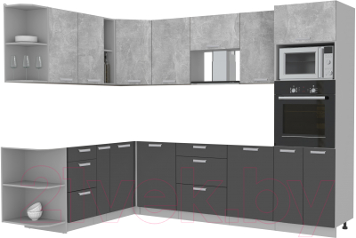 Готовая кухня Интерлиния Мила Лайт 1.88x2.8 левая без столешницы (бетон/антрацит)