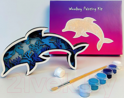Набор для творчества Woodary 3D Дельфин из дерева / 3206