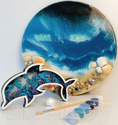 Набор для творчества Woodary 3D Дельфин из дерева / 3206