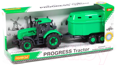 Трактор игрушечный Полесье Прогресс с прицепом для перевозки животных / 91482